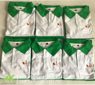 Áo thun đồng phục cổ trụ in logo Lotus